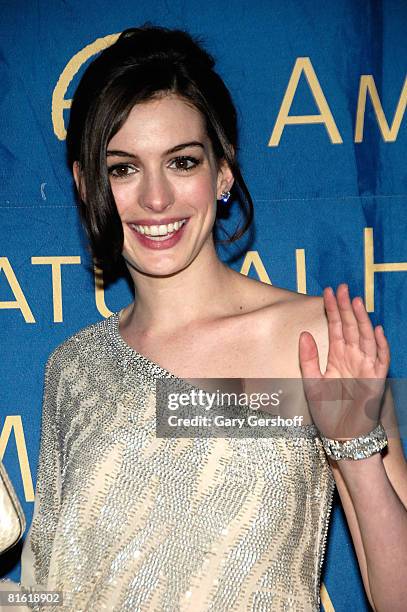 Actress Anne Hathaway arrives to the American Museum of Natural History Winter's Dance at the American Museum of Natural History on March 11, 2008 in...