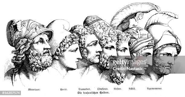 heroes of the trojan war - achilles stock illustrations