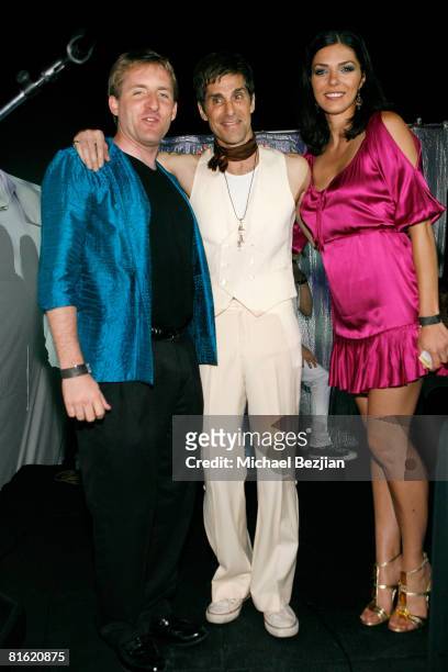 Executive director of MPP Rob Kampia, recording artist Perry Farrell and model Adrianne Curry pose at the Marijuana Policy Project's 3rd Annual Party...