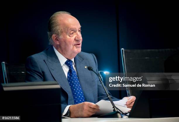 King Juan Carlos attend the Rodrigo Uria Meruedano Tribute on July 17, 2017 in Madrid, Spain.