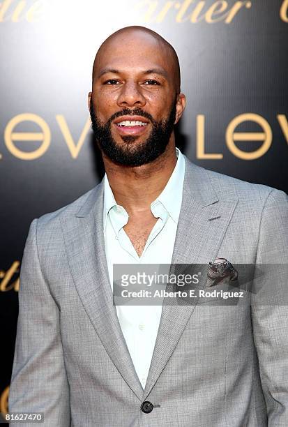 Rapper Common arrives at the third annual Loveday celebration and Cartier Love Charity Bracelet launch held at a private residence on June 18, 2008...