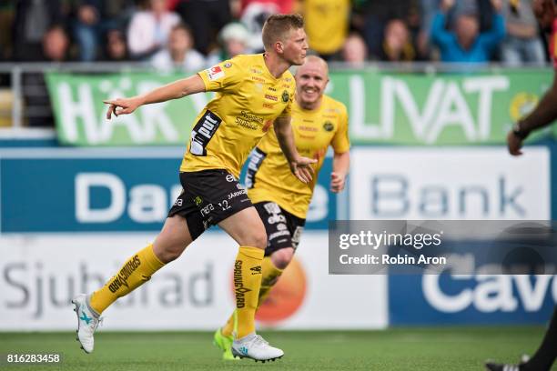 Joakim Nilsson of IF Elfsborg celebrates after scoring 2-0 during the Allsvenskan match between IF Elfsborg and Hammarby at Boras Arena on July 17,...