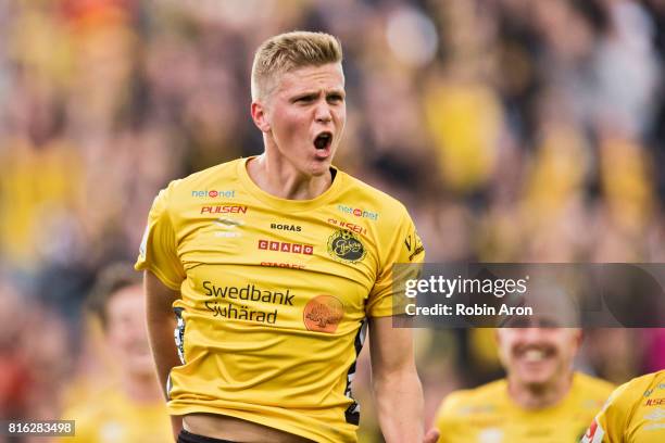 Joakim Nilsson of IF Elfsborg celebrates after scoring 2-0 during the Allsvenskan match between IF Elfsborg and Hammarby at Boras Arena on July 17,...