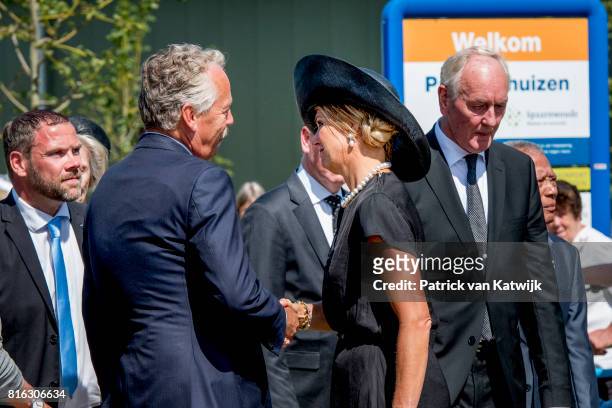 Queen Maxima of The Netherlands attend the MH17 remembrance ceremony and the unveiling of the National MH17 monument on July 17, 2017 in Vijfhuizen,...