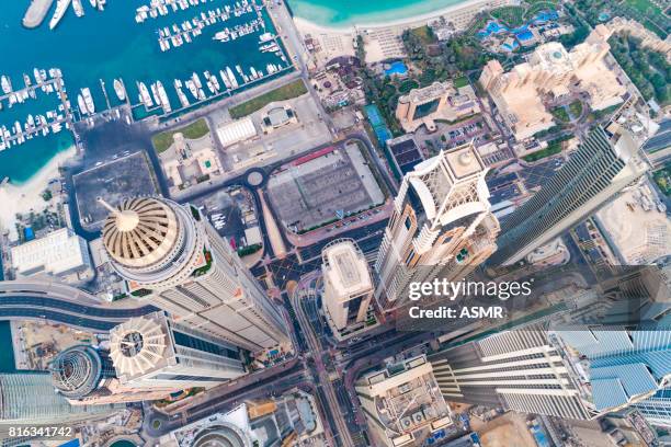 dubai marina urban skyline - arial view dubai skyline stock pictures, royalty-free photos & images