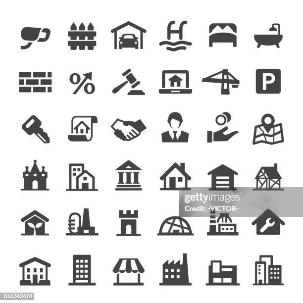 real estate icons set - big series - parking sign stock illustrations