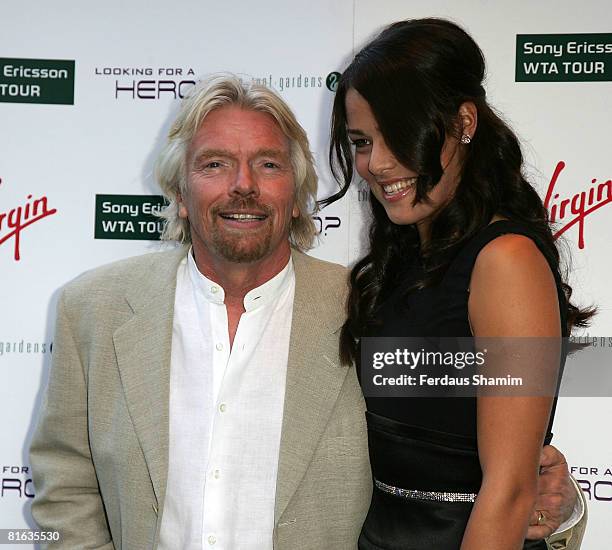 Sir Richard Branson and Ana Ivanovic attend Sir Richard Branson's Pre-Wimbledon Party at The Roof Gardens on June 19, 2008 in London, England