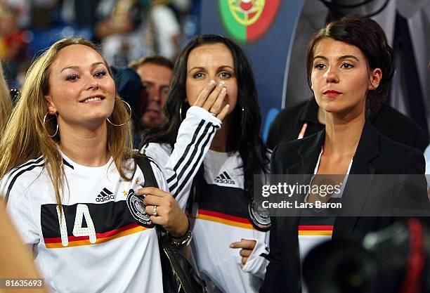 Jenny , girlfriend of Simon Rolfes, Melanie , girlfriend of Piotr Trochowski and Sylvia , wife of Miroslav Klose look on after the UEFA EURO 2008...