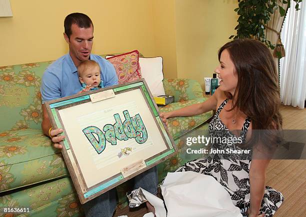 Trista Sutter, Ryan Sutter, and their son Max attend the Lab Series Skincare for Men Fathers Day Luncheon at the Oceana on June 2, 2008 in Santa...