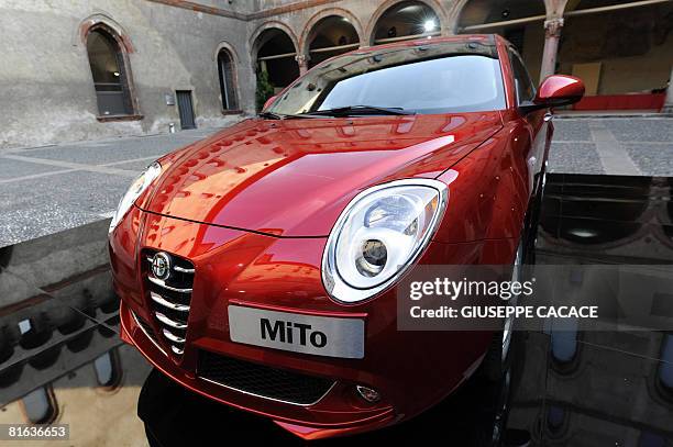 The new Alfa Romeo Mito car is seen inside the "Sforzesco Castle" during a press conference to present the new model in Milan on June 19, 2008. AFP...