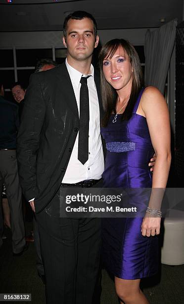 Jelena Jankovic with a guest posing inside the Sony Ericsson WTA Tour pre-Wimbledon Player Party at Kensington Roof Gardens on 19 June, 2008 in...