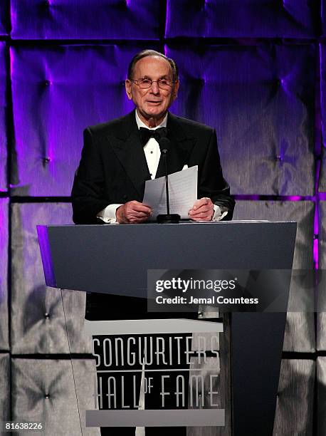 Chairman Hal David onstage during the 39th Annual Songwriters Hall of Fame Ceremony at the Marriott Marquis on June 19, 2008 in New York City.