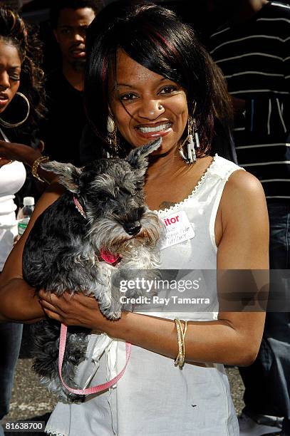 Singer Keyshia Cole's mother Frankie Lons and dog Lola attend the "Late Show With Dave Letterman" taping at the Ed Sullivan Theater June 19, 2008 in...