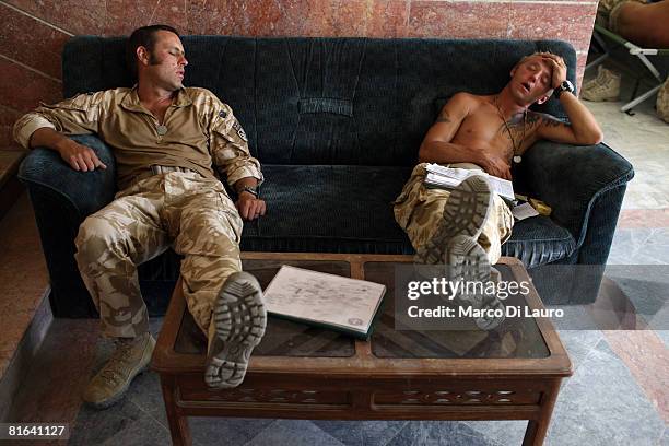 From left: British paratroopers from 3rd Battalion The Parachute Regiment, C/Sgt David Davies, 37-years-old from Heywards Heath and CSM Steve...