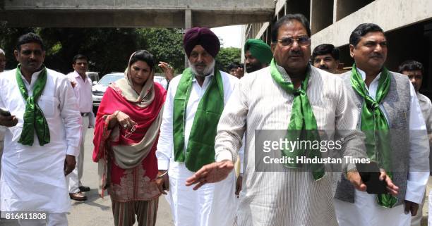 Haryana INLD senior leaders during the presidential election at Haryana Vidhan Sabha on July 17, 2017 in Chandigarh, India. Approx. 99% voting was...