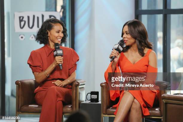 Actresses Jada Pinkett Smith and Regina Hall visit Build to discuss the film "Girls Trip" at Build Studio on July 17, 2017 in New York City.