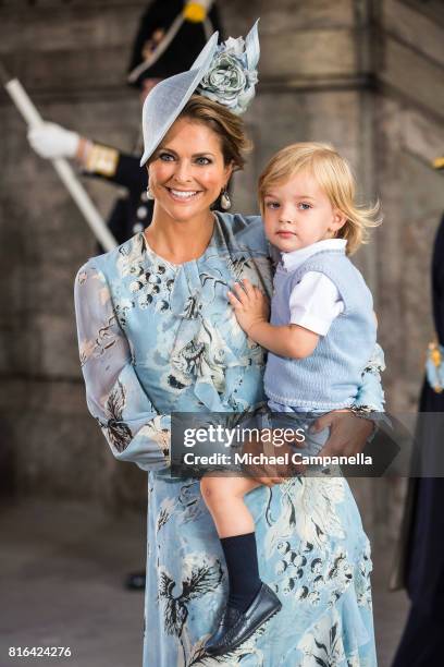 Princess Madeleine of Sweden and Prince Nicolas of Sweden arrive for a thanksgiving service on the occasion of The Crown Princess Victoria of...