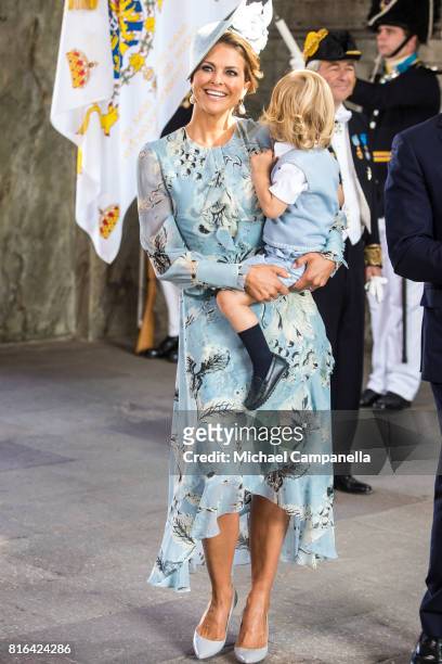 Princess Madeleine of Sweden and Prince Nicolas of Sweden arrive for a thanksgiving service on the occasion of The Crown Princess Victoria of...