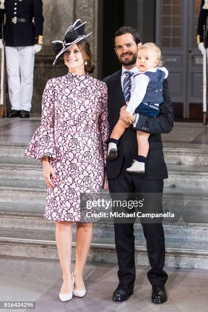 Prince Carl Philip of Sweden, Prince Alexander of Sweden and Princess Sofia of Sweden arrive for a thanksgiving service on the occasion of The Crown...