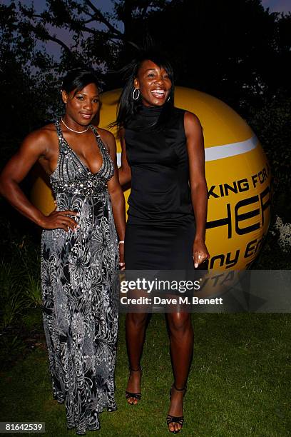 Serena Williams and Venus Williams attend Sir Richard Branson's Pre-Wimbledon Party at the Kensington Roof Gardens on June 19, 2008 in London, England
