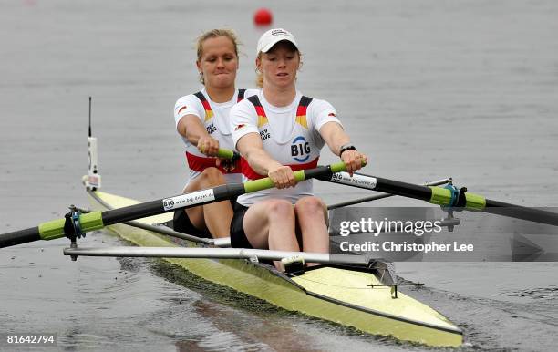 Lenka Wech and Maren Derlien of Germany in the Women's Pair during Day 1 of the FISA Rowing World Cup on Lake Malta on June 20, 2008 in Poznan,...