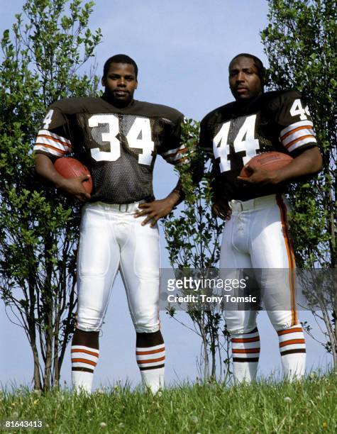 Cleveland Browns running backs Kevin Mack and Earnest Byner at training camp in 1985.