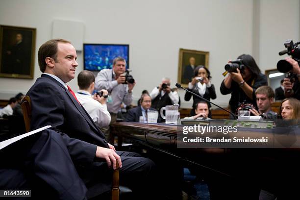 Former White House Press Secretary Scott McClellan waits for a hearing of the House Judiciary Committee to begin on Capitol Hill June 20, 2008 in...