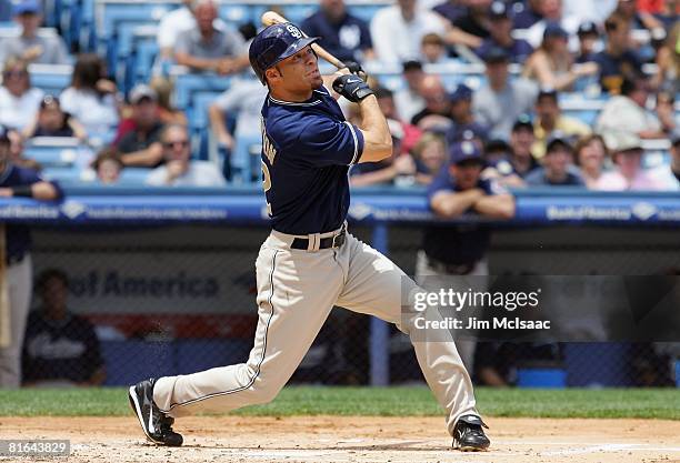 Scott Hairston of the San Diego Padres bats against the New York Yankees on June 19, 2008 at Yankee Stadium in the Bronx borough of New York City....