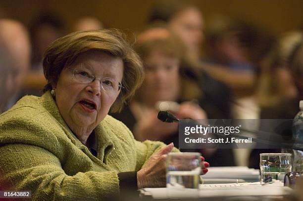 June 19: Sen. Barbara Mikulski, D-Md., during the Senate Appropriations markup of fiscal 2009 appropriations for the departments of Commerce and...