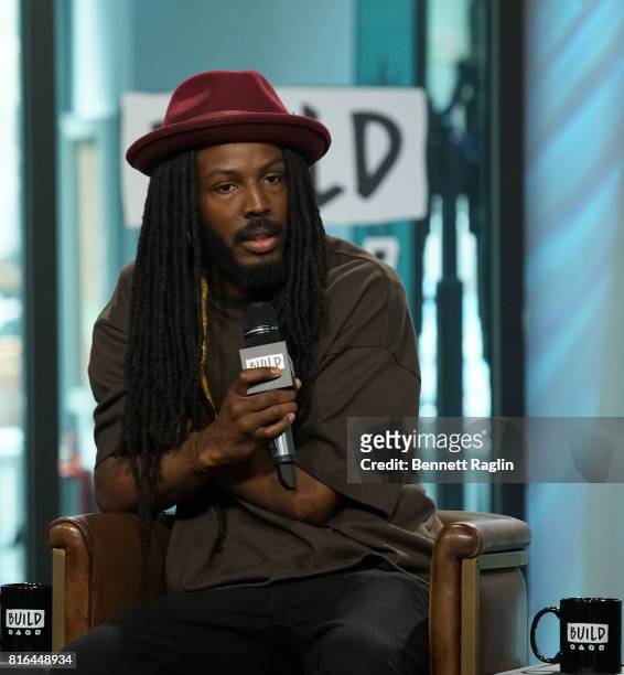 Spoken word artists Donte Clark attends Build to discuss the documentary "Romeo Is Bleeding" at Build Studio on July 17, 2017 in New York City.