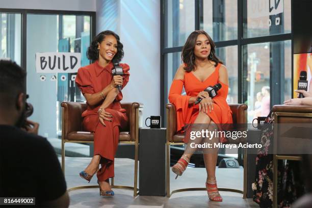 Actresses Jada Pinkett Smith and Regina Hall visit Build to discuss the film "Girls Trip" at Build Studio on July 17, 2017 in New York City.