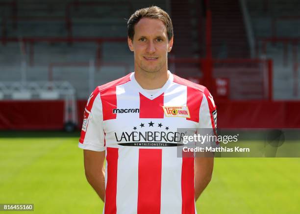 Stephan Fuerstner of 1. FC Union Berlin poses during the team presentation at Stadion an der Alten Foersterei on July 17, 2017 in Berlin, Germany.