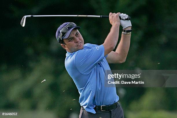 Scott Gardiner of Australia hits from the 2nd tee during the second round of the Knoxville Open at the Fox Den Country Club on June 20, 2008 in...
