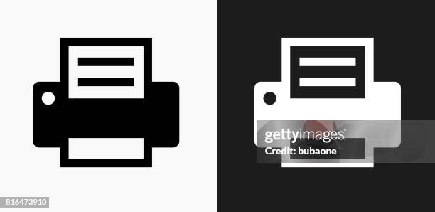 ilustrações de stock, clip art, desenhos animados e ícones de printer icon on black and white vector backgrounds - papers scanning to digital vector