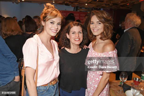 Hannah Tointon, Jemima Rooper and Kara Tointon attend the press night party for "Twilight Song" at The Park Theatre on July 17, 2017 in London,...