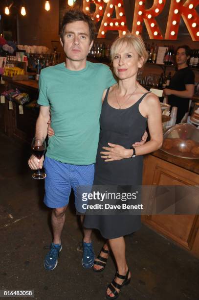 Paul Higgins and wife Amelia Bullmore attend the press night party for "Twilight Song" at The Park Theatre on July 17, 2017 in London, England.