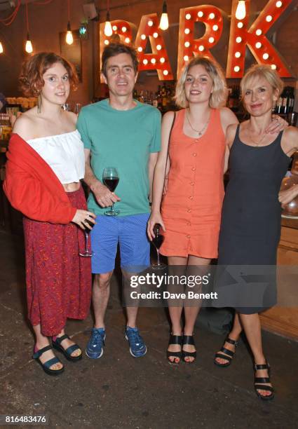 Mary Higgins, Paul Higgins, Flora Higgins and Amelia Bullmore attend the press night party for "Twilight Song" at The Park Theatre on July 17, 2017...