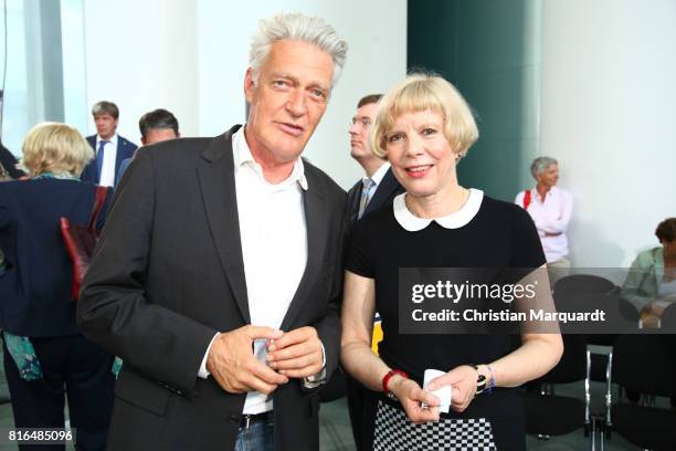 Regina Schmeken and Max Moor attends the '#weiles2017ist' Reception And Closing Ceremony at Bundeskanzleramt on July 17, 2017 in Berlin, Germany..