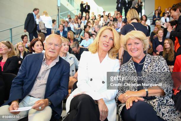Volker Schloendorff, Maria Furtwaengler and Monika Gruetter attend the '#weiles2017ist' Reception And Closing Ceremony at Bundeskanzleramt on July...