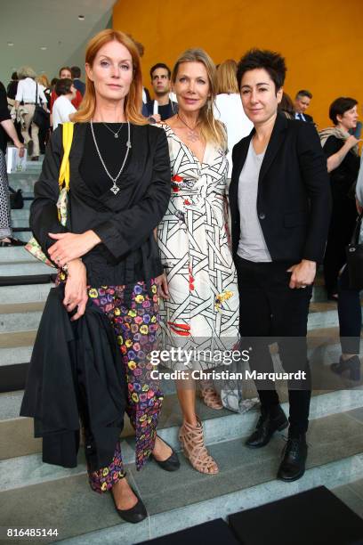 Esther Schweins; Ursula Karven and Dunja Hayali attend the '#weiles2017ist' Reception And Closing Ceremony at Bundeskanzleramt on July 17, 2017 in...