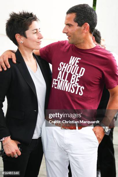 Dunja Hayali, and guest attends the '#weiles2017ist' Reception And Closing Ceremony at Bundeskanzleramt on July 17, 2017 in Berlin, Germany..