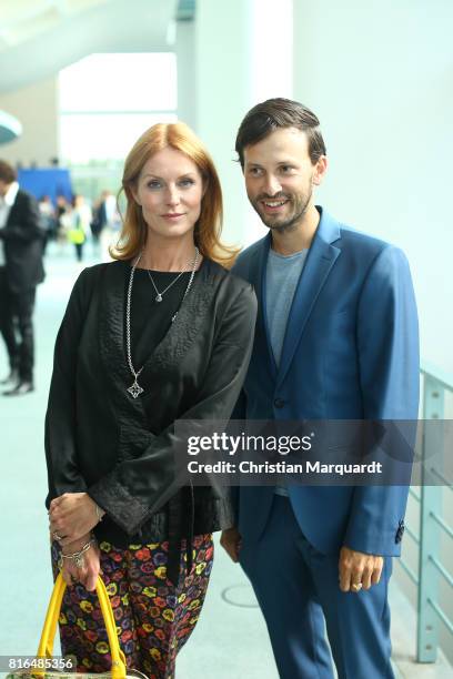 Esther Schweins and Franz Dinda attend the '#weiles2017ist' Reception And Closing Ceremony at Bundeskanzleramt on July 17, 2017 in Berlin, Germany..