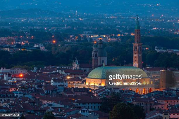 basilica of palladio at twilight - vicenza - luogo d'interesse stock pictures, royalty-free photos & images