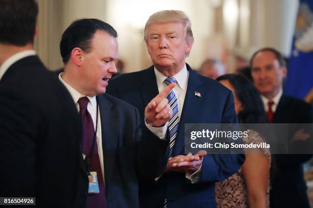 President Donald Trump tours a Made in America product showcase at the White House July 17, 2017 in Washington, DC. American manufacturers...