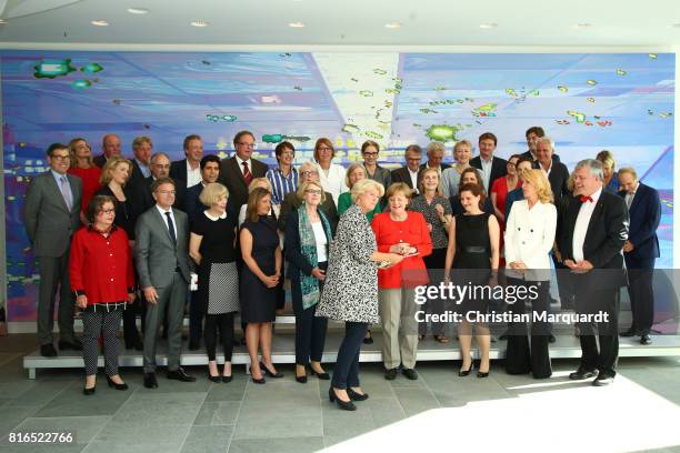 Group photo of the members of the round table 'Women In Culture And Media' including Angela Merkel Monika Gruetters , Maria Furtwaengler and the...