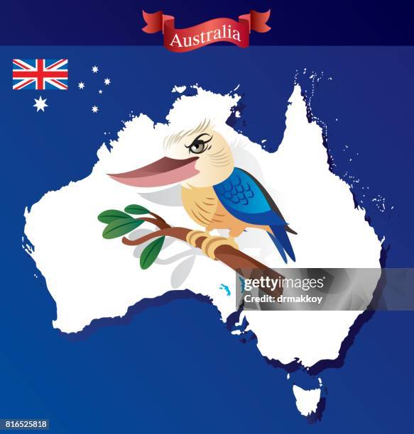 australien und kookaburra vögel - ayers rock stock-grafiken, -clipart, -cartoons und -symbole