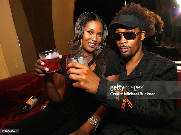 Talani Rabb and rapper RZA attend Belvedere Vodka's Birthday Celebration for RZA at Opera on June 20, 2008 in Hollywood, California.