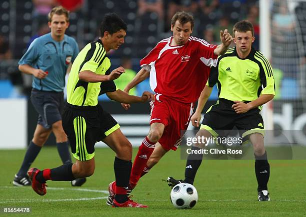 Players compete during the Disability Match for UEFA prior to the UEFA EURO 2008 Quarter Final match between Croatia and Turkey at Ernst Happel...