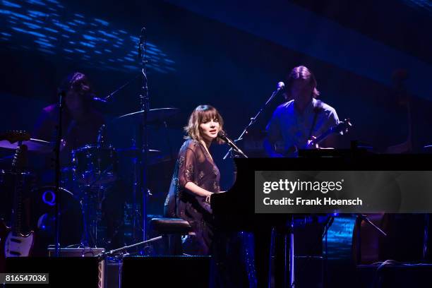 American singer Norah Jones performs live on stage during a concert at the Tempodrom on July 17, 2017 in Berlin, Germany.