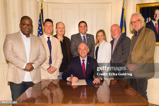 Recording Academy members Sean Ardoin, Tim Kappel, Jay Weigel, Governor John Bel Edwards, Louisiana State Representative Walt Leger, Snior Analyst...